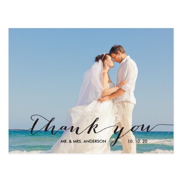 Handwriting | Wedding Photo Thank You Postcard