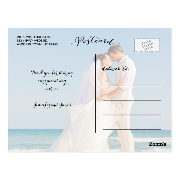 Handwriting | Wedding Photo Thank You Postcard