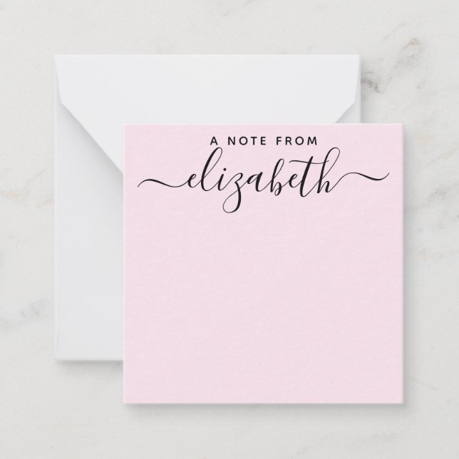Handwritten A Note From Script Name Blush Pink (Front)