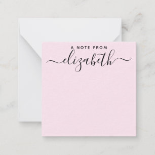 Handwritten A Note From Script Name Blush Pink Card
