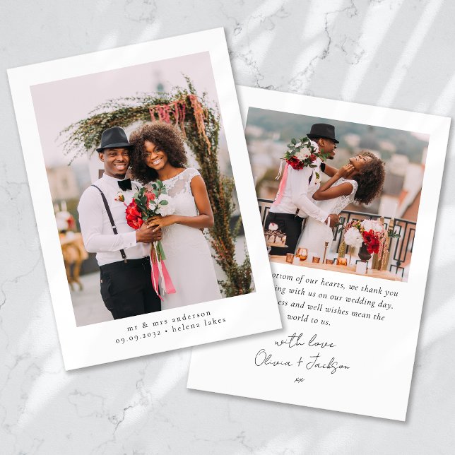 Handwritten Aesthetic Photo Wedding Thank You Card (Creator Uploaded)