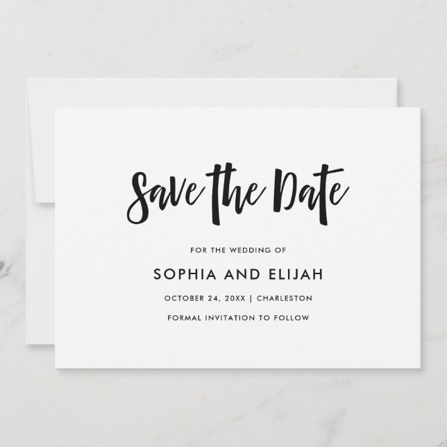 Handwritten and Modern | Black and White Save The Date (Front)