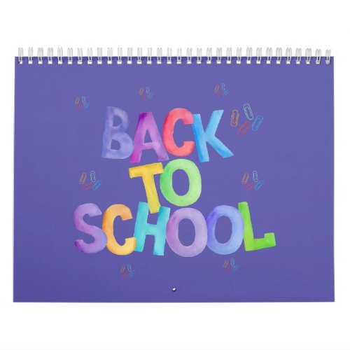 Handwritten Back to School Watercolors Design.  Calendar