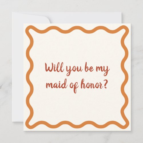 Handwritten be my maid of honor 70s Vibes Proposal Invitation