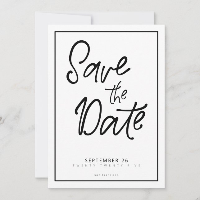 Handwritten Black l Photo Save The Date Invitation (Front)