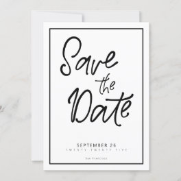Handwritten Black l Photo Save The Date Invitation