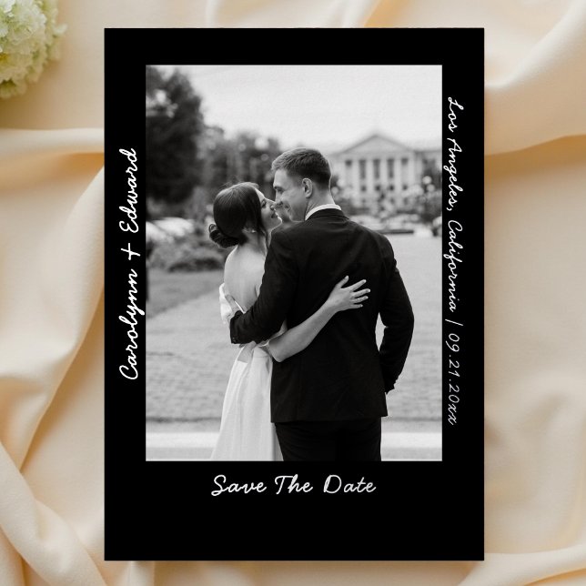 Handwritten Black Silver Wedding Save the Date  Foil Invitation (Creator Uploaded)