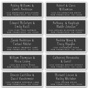 Handwritten Black Wedding Guest Address Labels