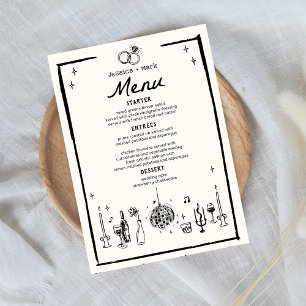 Handwritten Black White Wedding Table Menu