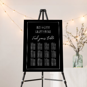 Handwritten blackboard wedding seating chart foam board