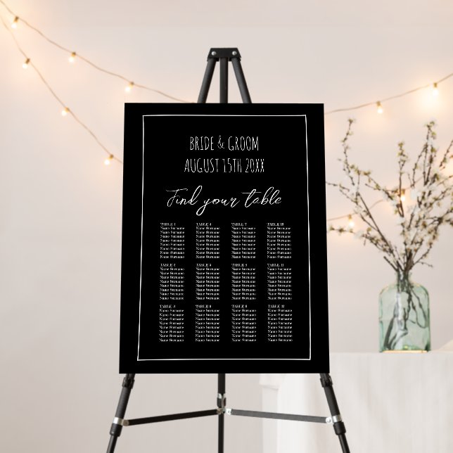 Handwritten blackboard wedding seating chart foam board (In Situ (Stand))