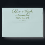 Handwritten Blue Green Whimsical Unique ModWedding Envelope<br><div class="desc">A retro modern hand written bright blue and green wedding envelope. Which features bold whimsical  bride and groom's names in green and boho blue background color. And  personalized return address . Which suits the whole wedding suite.</div>