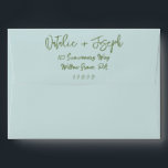 Handwritten Blue Green Whimsical Unique ModWedding Envelope<br><div class="desc">A retro modern hand written bright blue and green wedding envelope. Which features bold whimsical  bride and groom's names in green and boho blue background color. And  personalized return address . Which suits the whole wedding suite.</div>