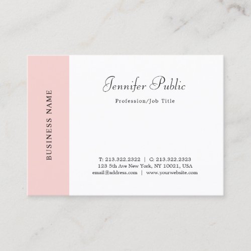 Handwritten Blush Pink White Modern Simple Elegant Business Card