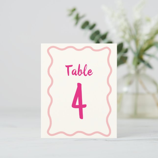Handwritten Bold Wavy Bridal Shower Table Number (Standing Front)