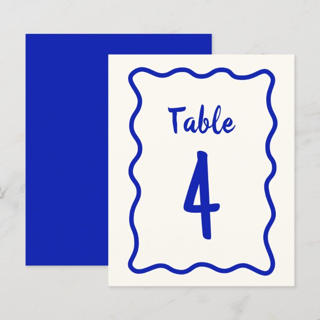 Handwritten Bold Wavy Bridal Shower Table Number (Front/Back)