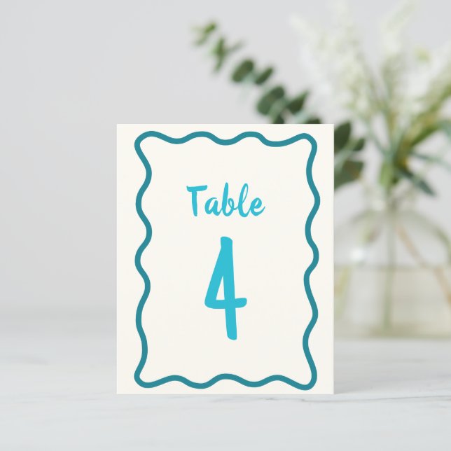Handwritten Bold Wavy Bridal Shower Table Number (Standing Front)