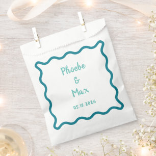 Handwritten Bold Whimsical Wavy Border Wedding Favor Bag