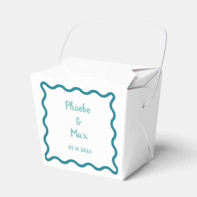 Handwritten Bold Whimsical Wavy Border Wedding  Favor Boxes (Front Side)
