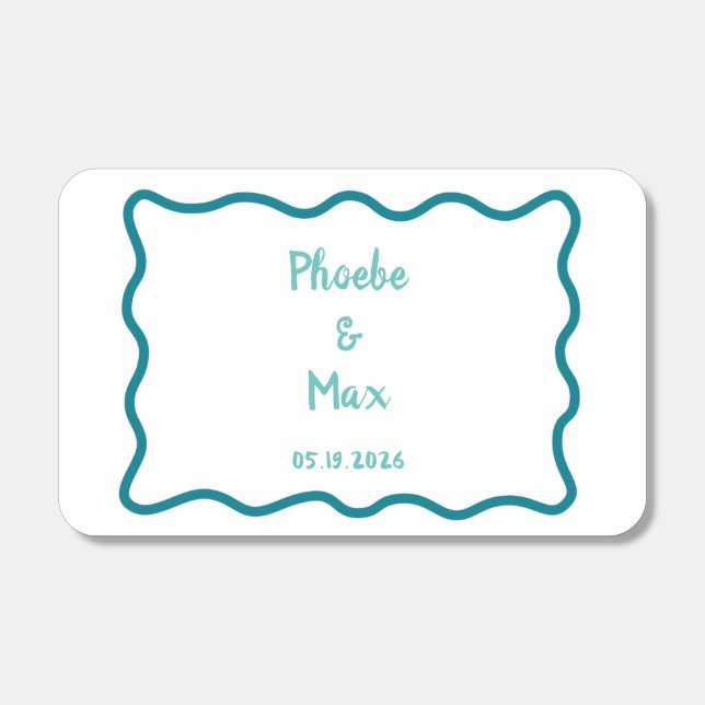 Handwritten Bold Whimsical Wavy Border Wedding  Matchboxes (Front)