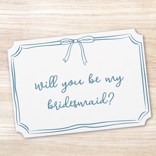 Handwritten Bow Dusty Blue Bridesmaid Proposal