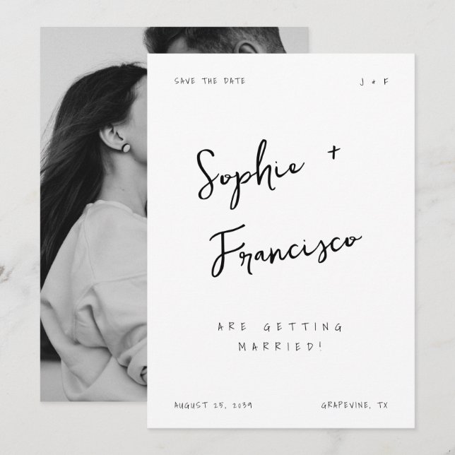 Handwritten Bride and Groom Names French Wedding Save The Date (Front/Back)