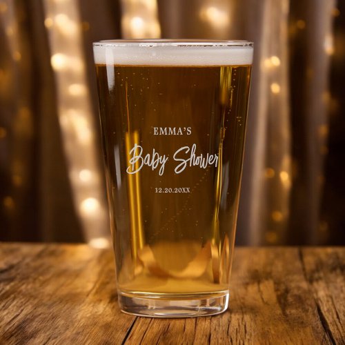 Handwritten Brush Modern Baby Shower Pint Glass