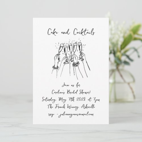 Handwritten Cakes Cocktails Doodles Bridal Shower Invitation