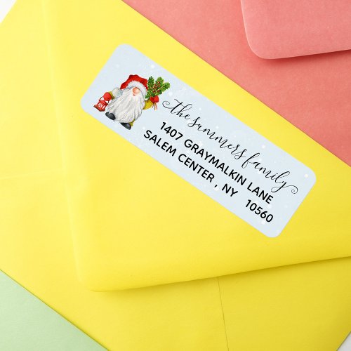 Handwritten Calligraphy Christmas Gnome Address  Label