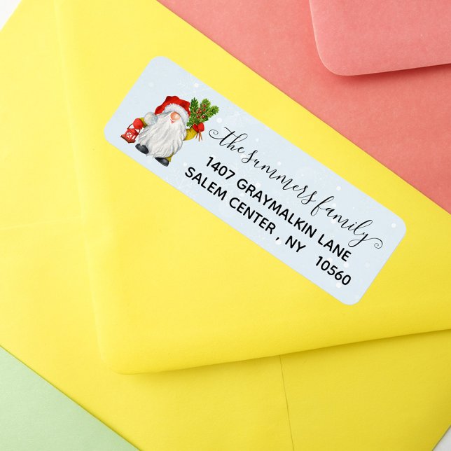 Handwritten Calligraphy Christmas Gnome Address  Label (Creator Uploaded)