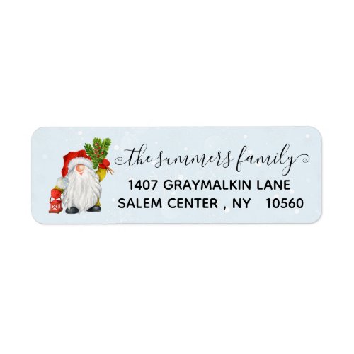 Handwritten Calligraphy Christmas Gnome Address  Label