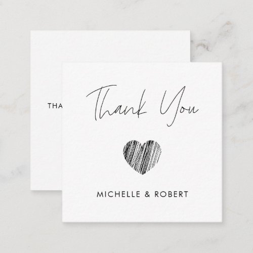 Handwritten Calligraphy Heart Wedding Thank You Note Card