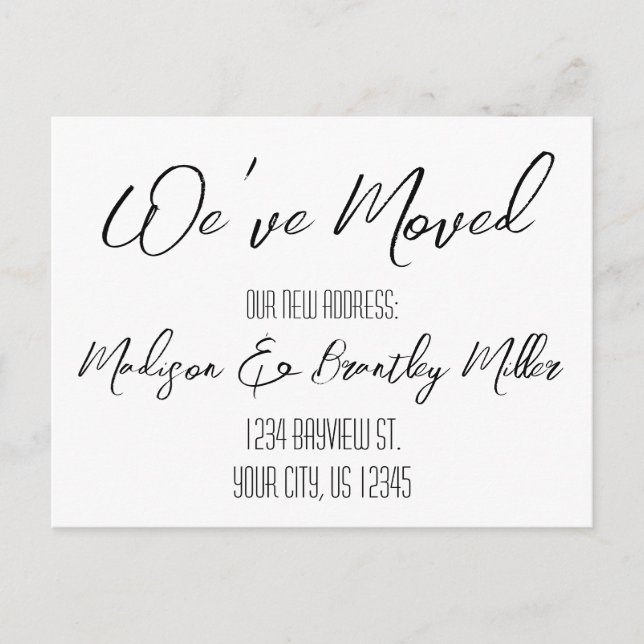 Handwritten Calligraphy New Address Moving Postcar Postcard (Front)