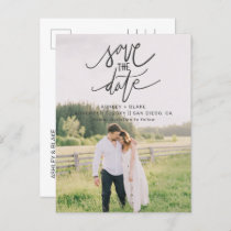 Handwritten Calligraphy Photo Save the Date Announcement Postcard