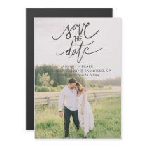 Handwritten Calligraphy Photo Save the Date Magnetic Invitation