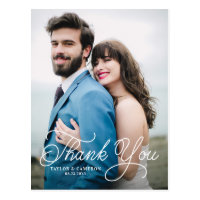 Handwritten Calligraphy Wedding Thank You Postcard