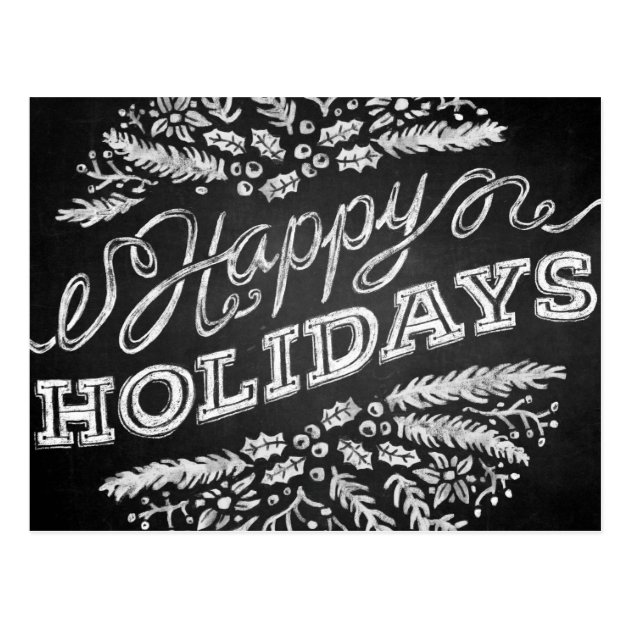 Handwritten Chalkboard Happy Holidays Postcard