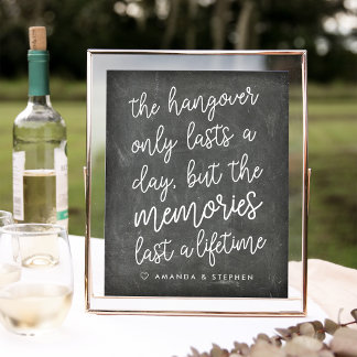 Handwritten Chalkboard Style Wedding Hangover Sign