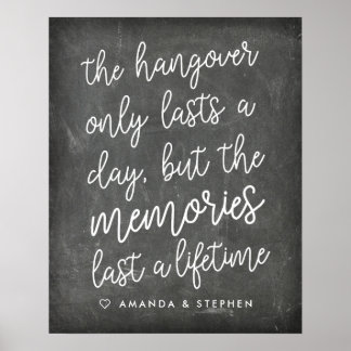 Handwritten Chalkboard Style Wedding Hangover Sign Poster