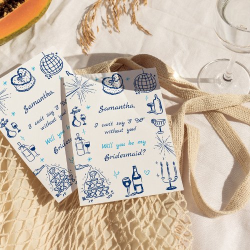 Handwritten Champagne Tower Bridesmaid Proposal In