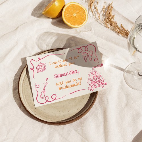 Handwritten Champagne Tower Bridesmaid Proposal