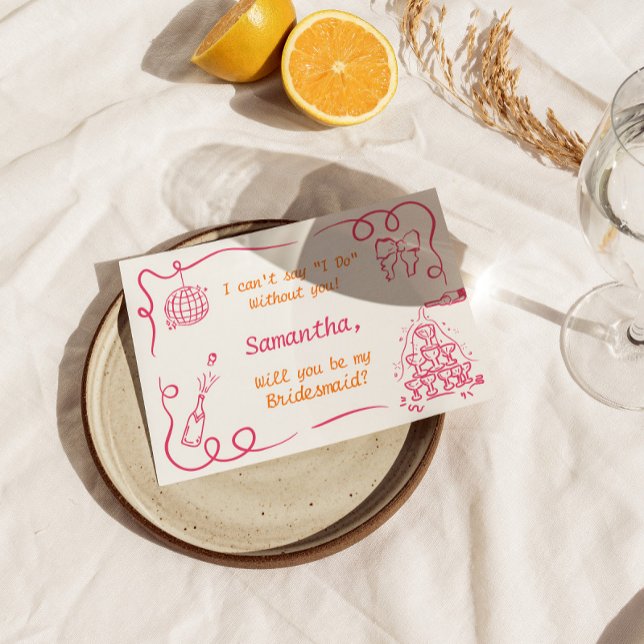Handwritten Champagne Tower Bridesmaid Proposal Invitation (Creator Uploaded)