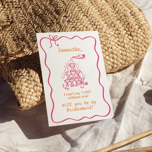 Handwritten Champagne Tower Bridesmaid Proposal 