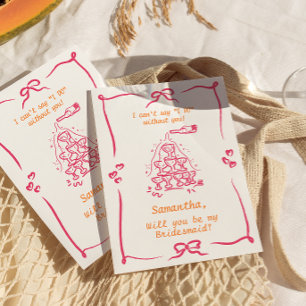 Handwritten Champagne Tower Bridesmaid Proposal Invitation