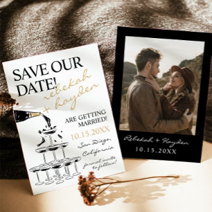Handwritten Champagne Tower Save the Date Invitation