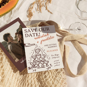 Handwritten Champagne Tower Save the Date Invitation