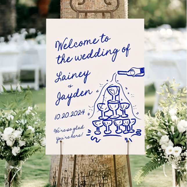 Handwritten Champagne Tower Wedding Welcome Sign  (Creator Uploaded)