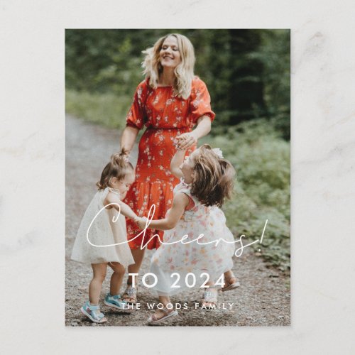 Handwritten Cheers to 2024 New Years photo Postcard