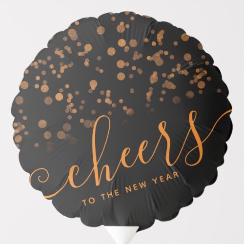 Handwritten Cheers to the New Year Copper Confetti Balloon