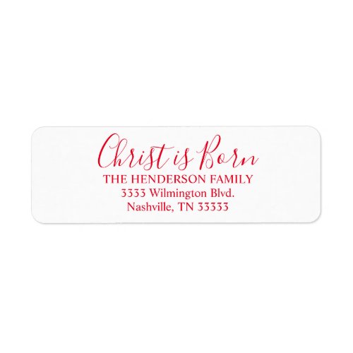 Handwritten Christ is Born Return Address Label